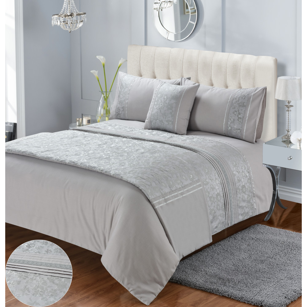 Embroidered Duvet Cover Diana Silver 