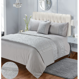 Embroidered Duvet Cover Diana Silver  Embroidered Duvet Cover Diana Silver