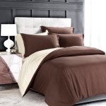 Plain reversible Duvet cover choc latte 