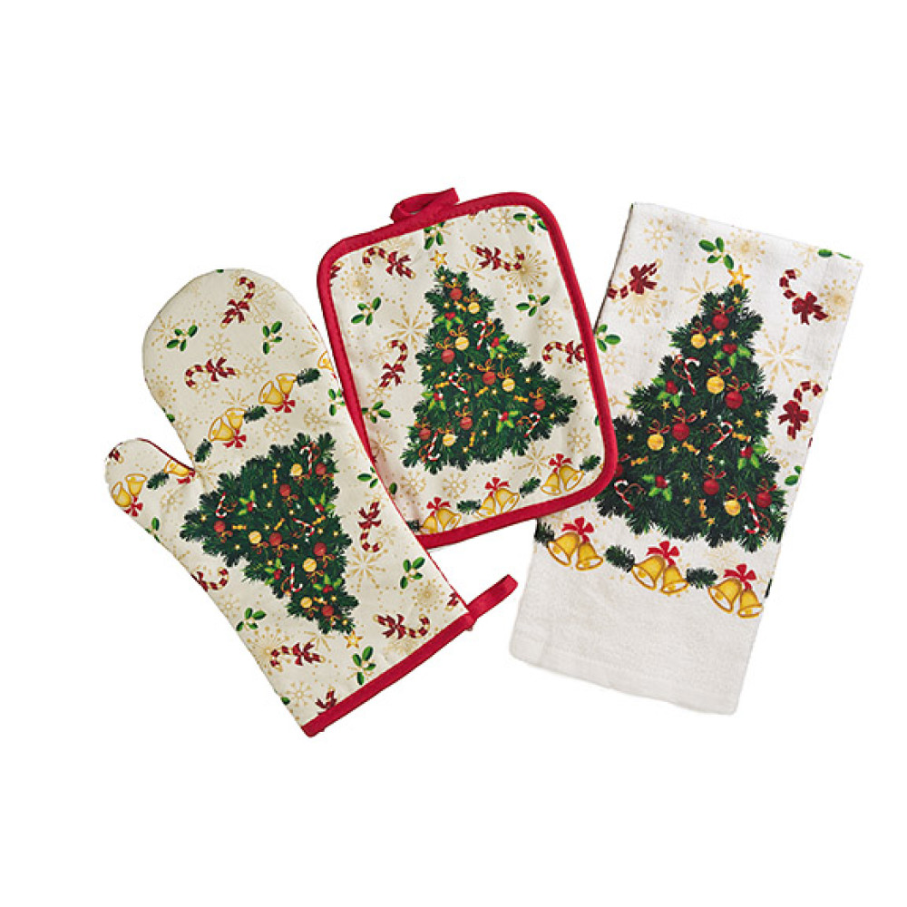 Tea towels Xmas Kitchen set  3pc