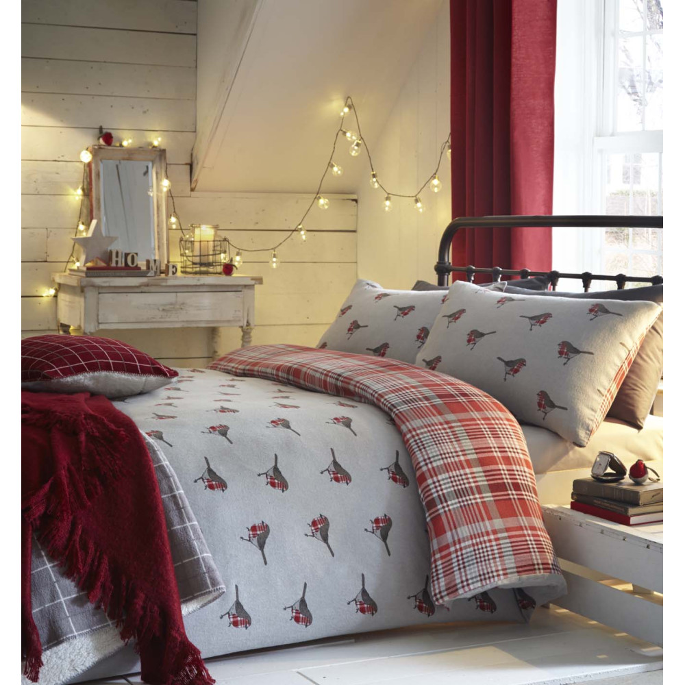 Robin Duvet Cover Reversible Red Check 