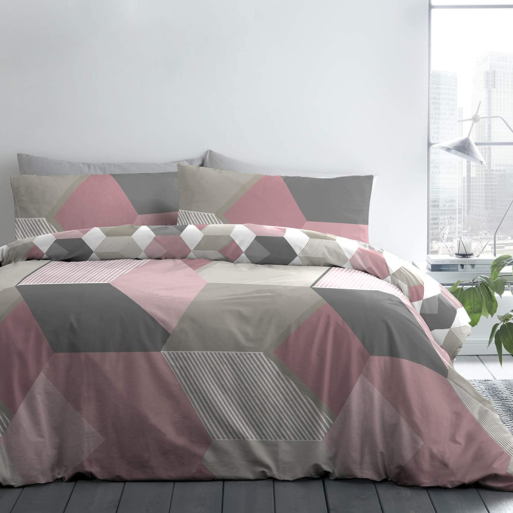 Duvet Cover Hexagon Pink